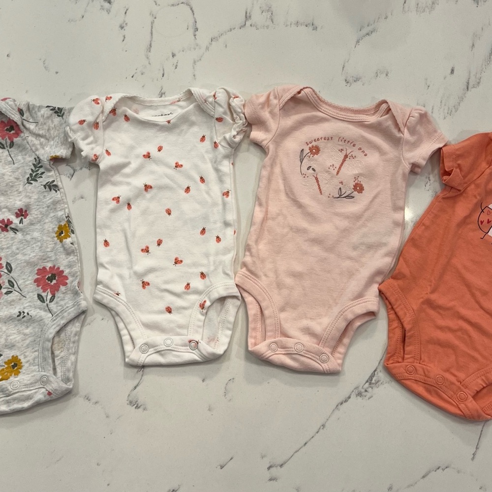 Carter's Floral and Butterfly Bodysuit Set - Pink, Orange, White